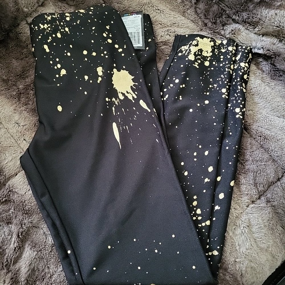 Hot Sox Black Leggings with Gold Splash Detail Size C (Large)